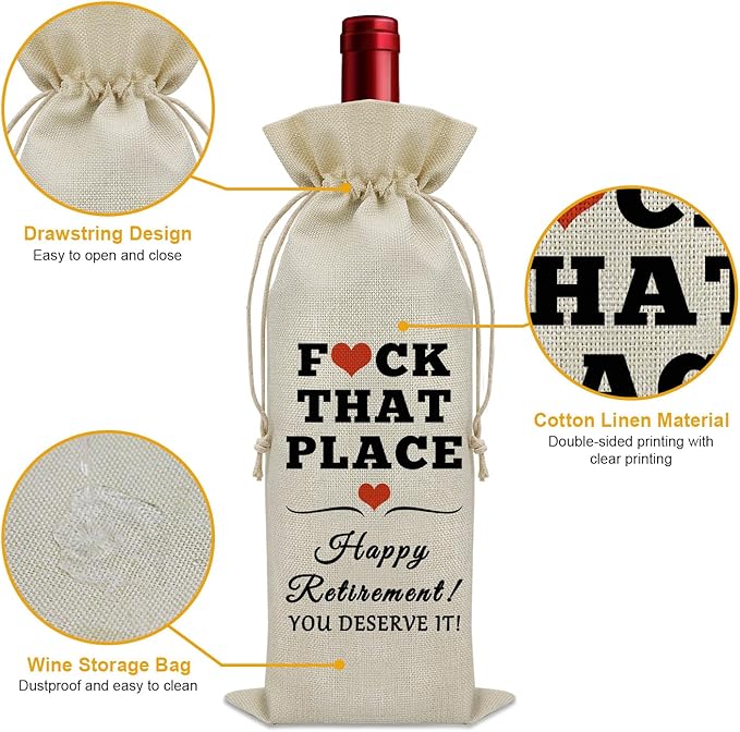 Sazuwu Happy Retirement Gifts Wine Bag Retirement Gifts for Women Men 2024 Funny Decider Officially Retired Funny Gifts Wine Bottle Decoration Bag Leaving Job Gifts for Coworkers Friends