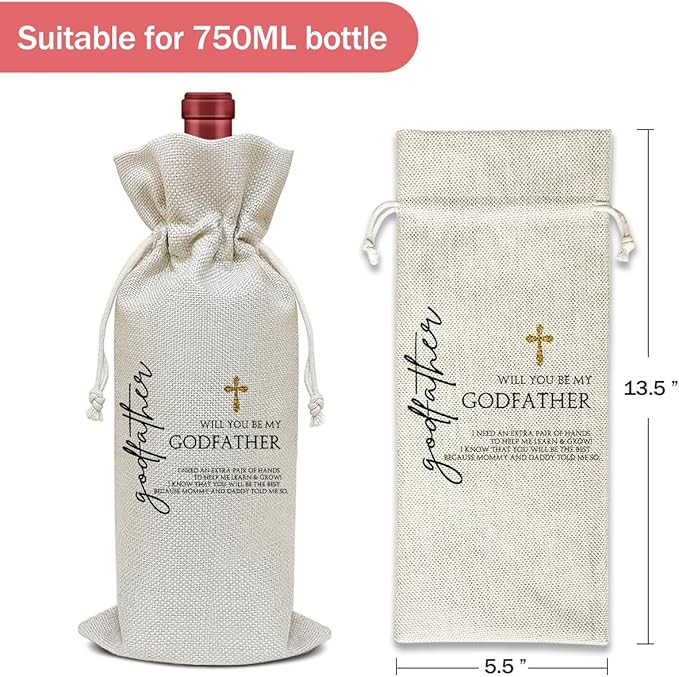 Godparent Proposal Gift Wine Bag, Godfather Gift Birthday Gifts for Men Godfather Pastor, Party Favor Wine Champagne Gift Bag With Drawstring -10