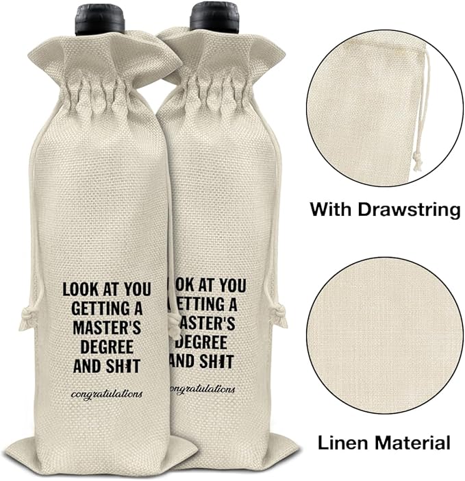 HOIJAUMAI Masters Degree Graduation Gifts Masters Graduation Gift Graduation Wine Bag Master's Degree Wine Gift Bags