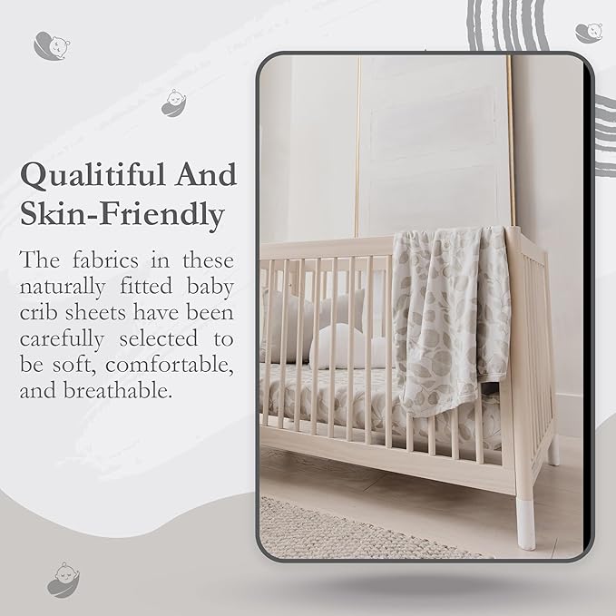 Crib Sheets - Crib Sheets Girl -Crib Sheets Boy - Jersey Sheets - Nursery Bedding - Toddler Bedding Sets for Girls - Toddler Bedding Sets for Boys - Baby Crib Sheets - OILO Studio Crib Sheet Leaf