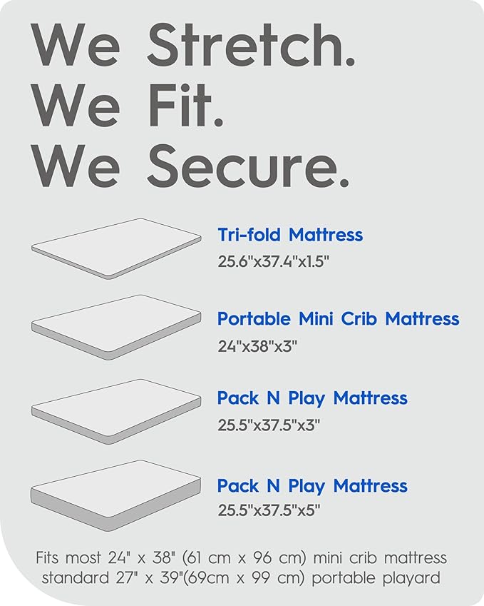 Pack N Play Sheets Fitted, TotBasic Ultra Soft Animal Mini Crib Sheets, Premium Jersey Knit Pack and Play Sheets Neutral, Stretchy Play Yard Sheets for Pack and Play Mattress, 2 Pack (Bear and Dear)