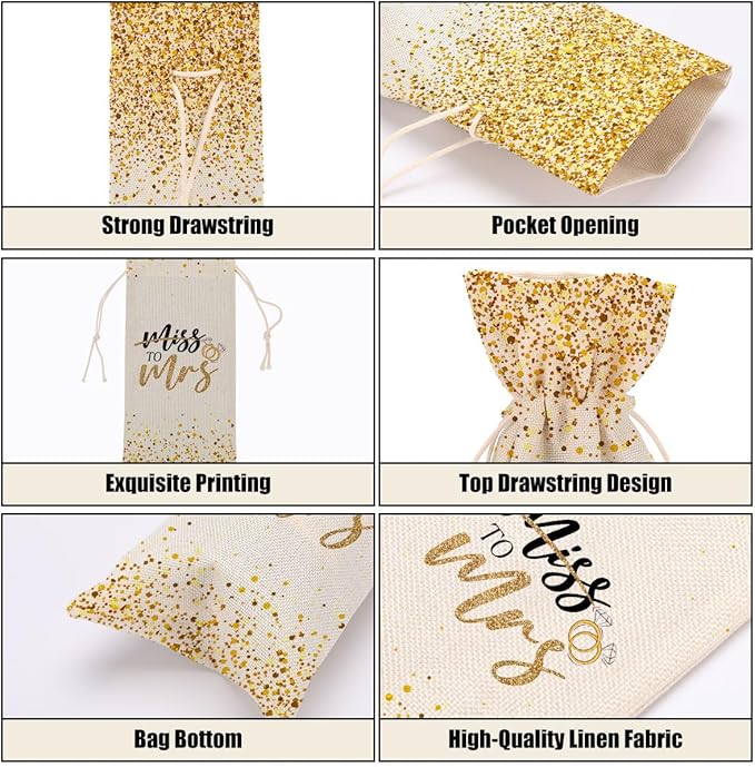 Wedding Mrs Bridal Shower Gifts Wine Bag Honeymoon Gifts Engagement Gifts for Couples Women Men Friend Coworker Niece Teacher Her Bachelorette Party Wine Bags