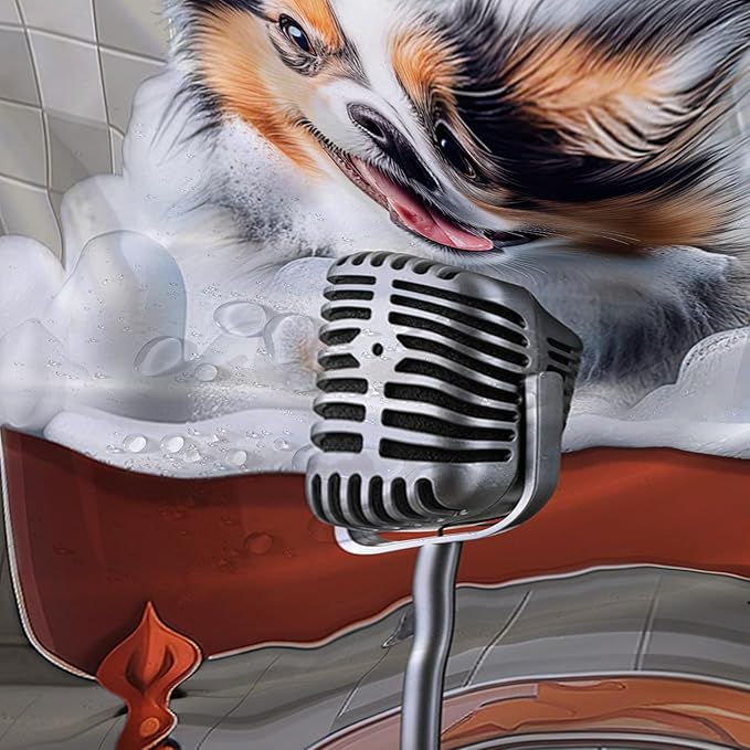 AILONEN Cute Bubble Puppy Shower Curtain for Kids Boys,Funny Singing Dog Waterproof Fabric Shower Curtain for Bathroom,Lovely Hilarious Pet Shower Curtain Set with Hooks,72" W*72" H