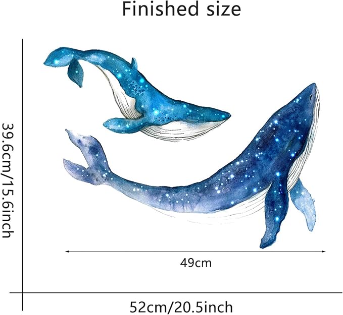 Removable Vinyl Whale Wall Decal Sea Life Wall Sticker Decor Nursery Kidsroom School Classroom Livingroom Bedroom Bathroom Coastal Ocean Fish Murals Decals