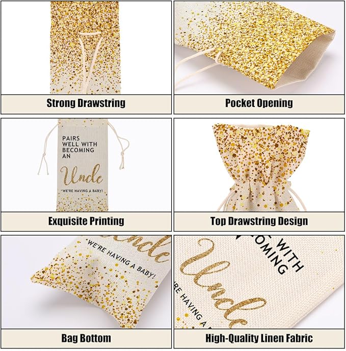 Pregnancy Announcement Wine Bag Grandparents Baby Announcement Baby Announcements Ideas for Women Men Aunt Uncle Bestie Sister Female Congratulations Wine Bags