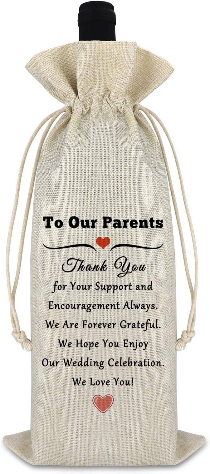 Wedding Gift Wine Bag Parent Gifts from Daughter Wedding Appreciation Thank You Gift for Mom Dad Mother in Law Father in Law Wedding Wine Wrap Bag Wedding Day Christmas Thanksgiving Gift