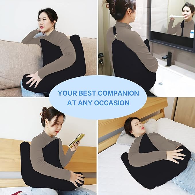 Shoulder Surgery Pillow, Shoulder Pillow with Detachable Sling, Rotator Cuff Pillow for Shoulder Pain Relief, Comfortable Post Shoulder Surgery Pillow, Firm and Removable(Black)