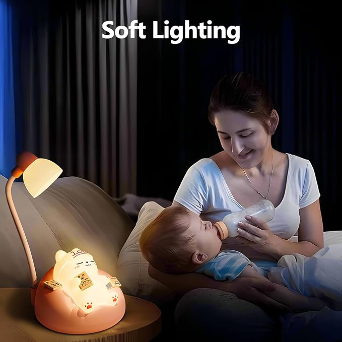 Baby Night Light for Kids, LED Touch Bedside Table Lamp with Dimming Function, Nursery Night Lamp Soft Lighting USB Rechargeable Nightstand Lamp for Bedroom Living Room Cute Home Desk Decor (Pink)