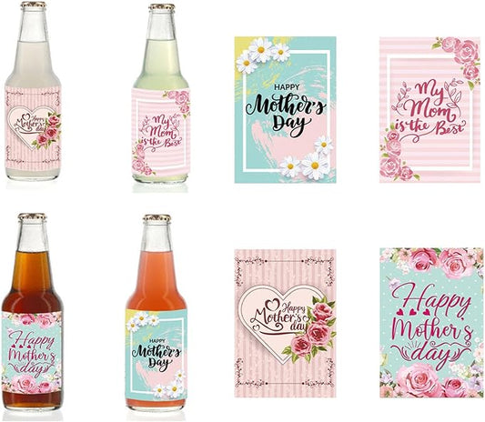 24pcs Mothers Day Wine Bottle Labels Stickers Party Wine Bottle Stickers Decorations Wine Bottle Cover Labels Happy Mothers Day Party Supplies