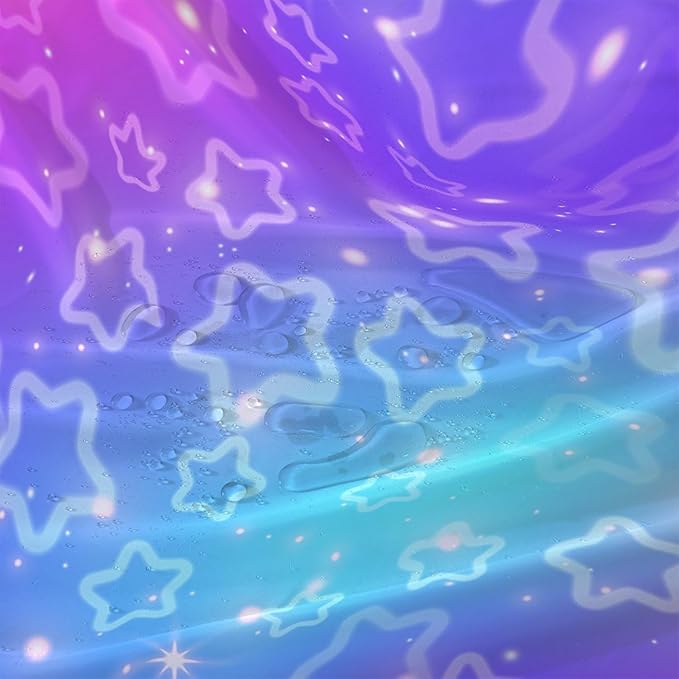 AILONEN Stars Shower Curtain, Dream Blue-Violet Gradient Theme Fabric Shower Curtains for Bathroom,Shining Stars Shower Curtain Liner for Girls Teen,60" W*72" H