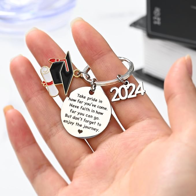 Lifecapido Graduation Gifts, Mastered it Class of 2024 12oz Wine Tumbler with Keychain, 2024 High School College Masters Degree PHD Graduation Gifts for Her Graduates Friends Classmates, Rose Gold