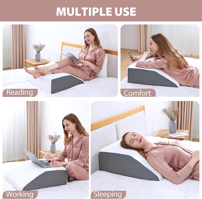 Bed Wedge Elevated Leg Pillow, High-Density Leg Rest Elevating Foam Wedge, Supportive Foam Wedge Pillow - Relieves and Recovers Foot and Ankle Injury, Leg Pain, Improves Blood Circulation