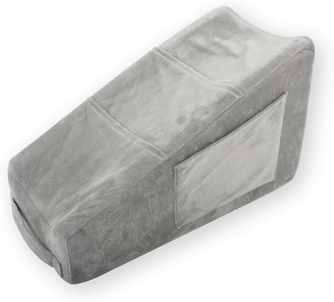 Sexysamba Arm Pillow Arm Elevation Pillow with 5 Pockets for Post Surgery Support Pillow for Elbow Arm Rest Wedge Pillow Shoulder Surgery Pillow with Removable Non-Slip Bottom Pillow Case - Grey