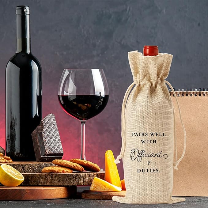 Officiant Gifts for Wedding Day Wine Bag, Officiant Wine Gifts Bag, Gift Ideas for Wedding Officiant Wine Bag, Wedding Officiant Wine Bag, Pairs Well With Officiant Duties Wine Bag