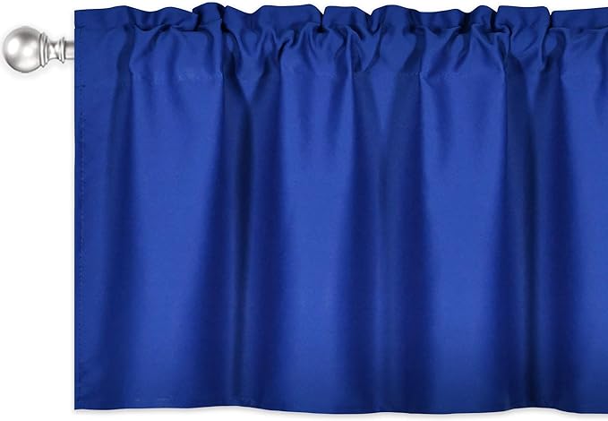 Royal Blue Valance for Windows 72x18 Inch Solid Thermal Insulated Blackout Rod Pocket Kitchen Short Curtain Toppers Valance for Bathroom Living Room 1 Panel