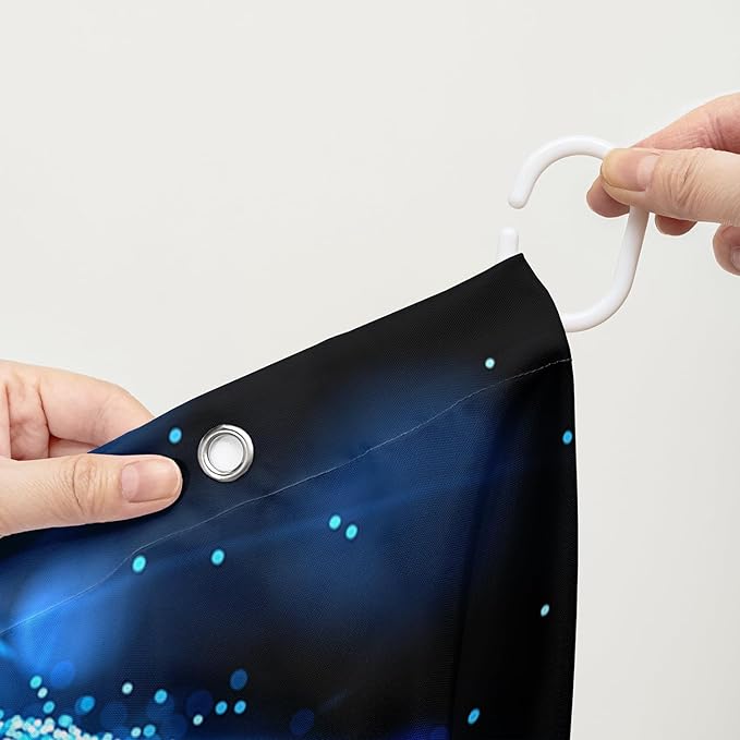 AILONEN Butterfly Shower Curtain Bathroom 36" W*72" H Sparkly Blue Butterflies Curtain Cloth Fabric Bathroom for Girls Kids,Boho Style Shower Curtain Set