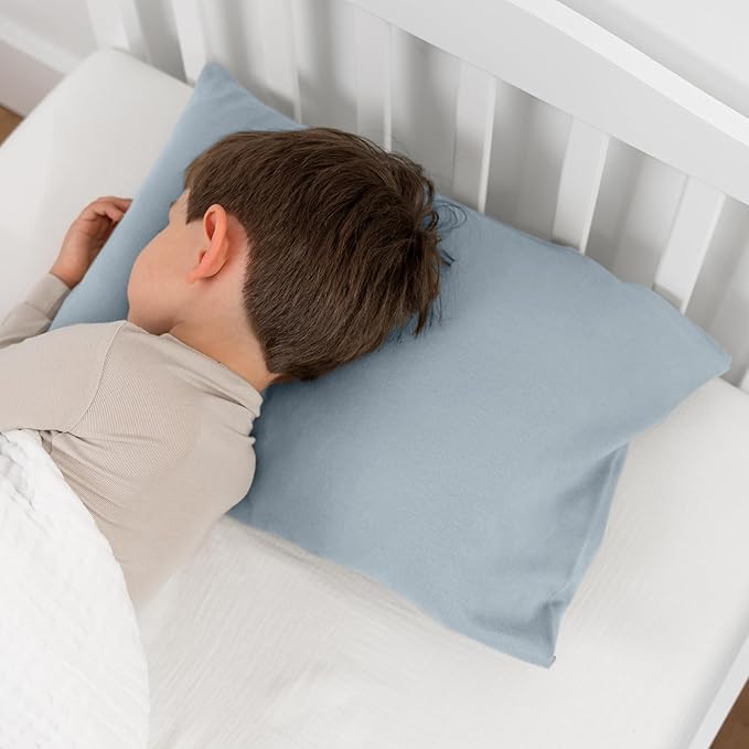 Comfy Cubs Toddler Pillow with Soft Cotton Pillowcase, 13"x18", Pacific Blue, 2 Pack - Kids Pillow for Sleeping & Travel - Comfortable Small Pillow - Kids Travel Pillow with Breathable Microfiber Fill