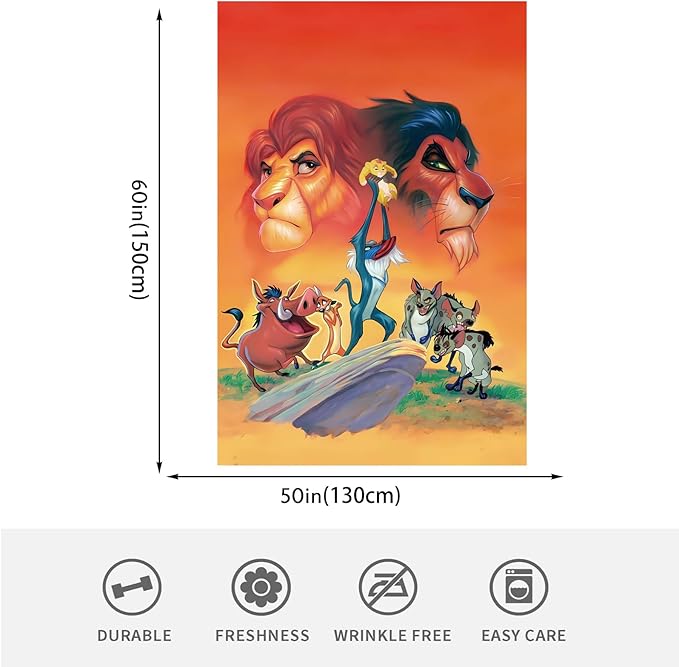 40''x60'' Lion Blanket Super Soft Flannel Throw Blanket Warm Comfortable Smooth Fuzzy Plush Blanket Gifts for Kids Adults All Season