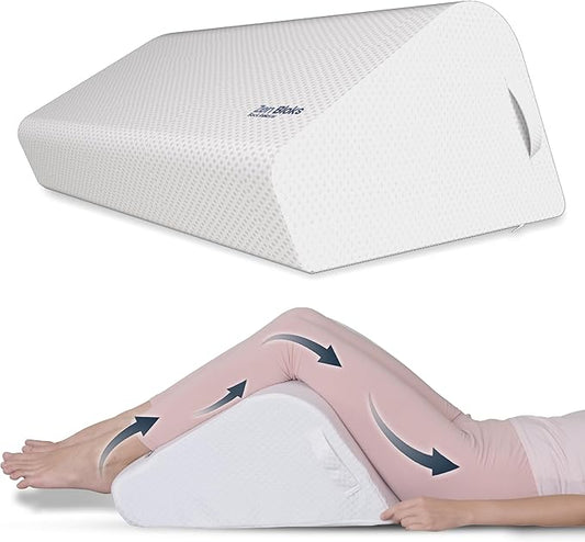 Leg Elevation Pillow Foam Wedge 10"- Ergonomic Lower Back Pain Relief - Knee Bed Pillow for Leg Pain - Post Workout Recovery, Circulation, Firm Support, Plush Removable Cover(Medium 10")