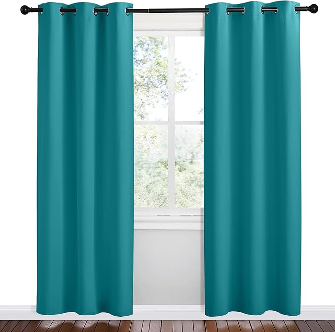NICETOWN Room Darkening Curtains 78 inch Length 2 Panels, Peacock Teal, 2 Pieces, W42, Thermal Insulated Grommet Blackout Curtains for Modern Casual Elegant Bedroom Kids Room Theme Decoration