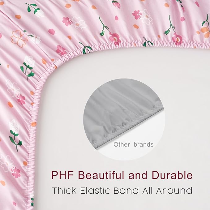 PHF Soft Bassinet Sheet Set, 2 Pack Silky Comfy Breathable Cradle Sheets for Baby Boys Girls, Univeral Fit for Most Oval Rectangle Cradle and Bassinet Mattress/Pad, Rose Floral