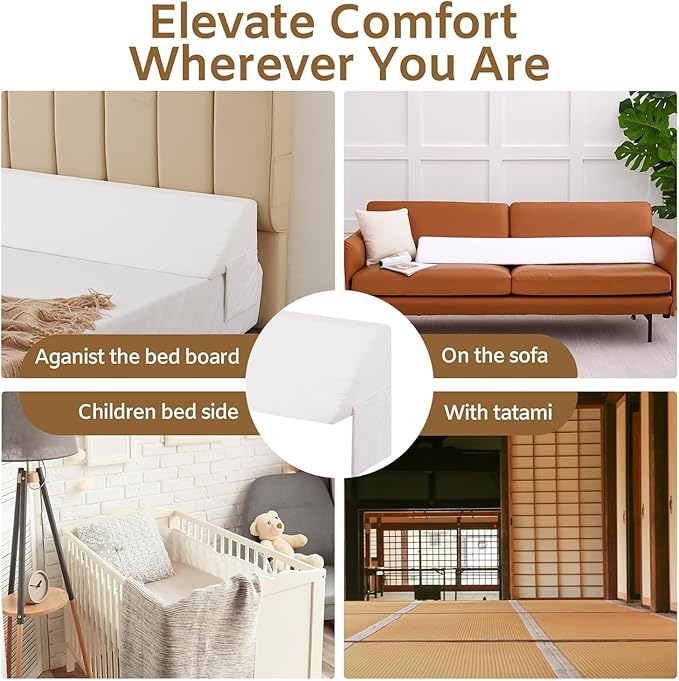 King Wedge Pillow Headboard, Bed Wedge Pillow for Headboard, Foam Headboard Pillow, Bed Gap Filler King - Fill The Gap (0-7") Between Headboard and Mattress (White, 76"x10"x6")