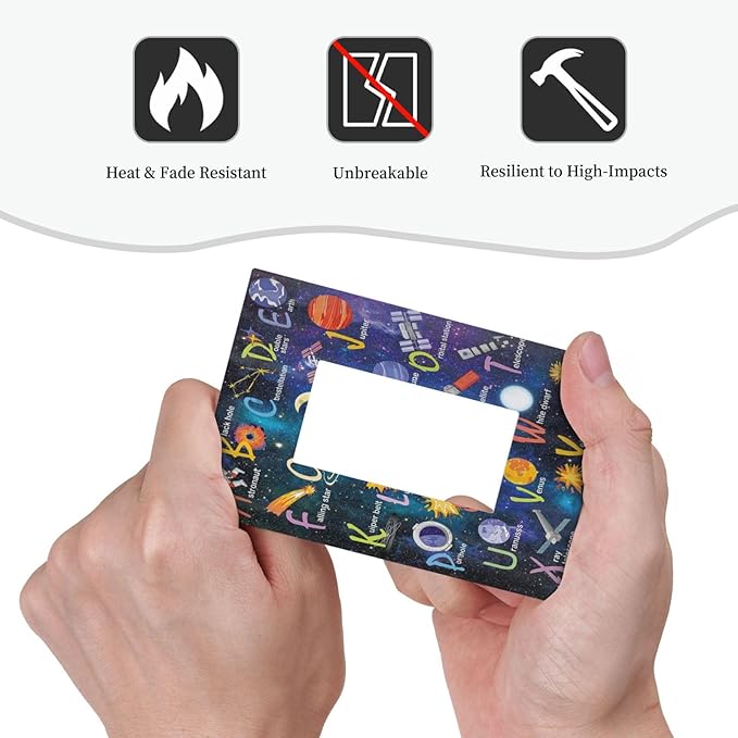 ABC Outer Space 1 Gang Rocker Light Switch Plate Alphabet Galaxy Educational Single Decora Outlet Wall Plate Cover Faceplate Decorative Switchplate GFCI for Kidroom Nursery Living Room Boyroom Decor