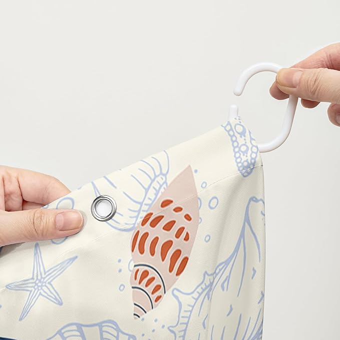 AILONEN Cartoon Dolphin Shower Curtain for Kids Boys Girls,Cute Sea Animals Waterproof Fabric Shower Curtain for Bathroom,Ocean Shell Theme Shower Curtain Set with Hooks,72" W*96" H