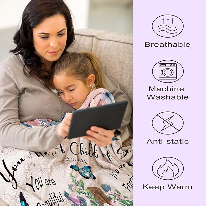 Christian Gifts for Women Faith, Catholic Gifts, Faith Based Gifts, Baptism Gifts for Women, Bible Gifts for Women, Christian Gifts for Women Blanket on Birthday, Christmas 50x60 in