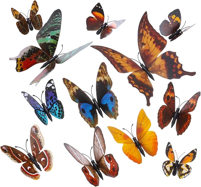uxcell 120Pcs 3D Beautiful Butterfly Removable DIY Wall Stickers for Bedroom Living Room TV Background Decorations, Brown