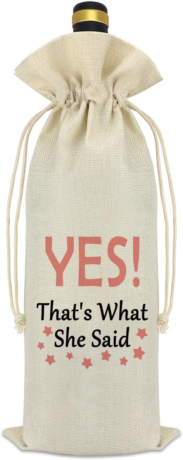 Engagement Gifts for Her Wine Bag Newly Engagement Couple Gifts Bride to Be Gifts Bridal Shower Gift Bachelorette Party Wedding Gifts for Him Her Drawstring Burlap Wine Bottle Bag Mr and Mrs Gifts