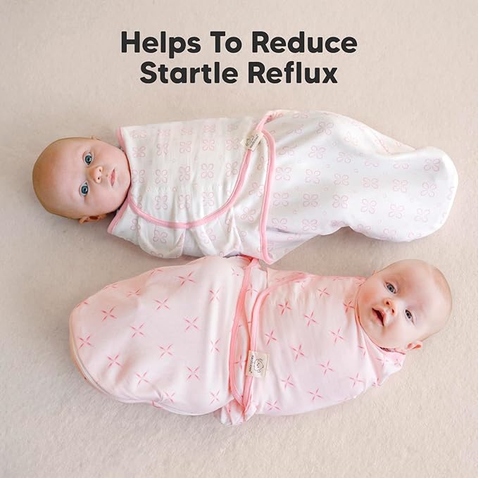 Baby Swaddle Sleep Sacks with Zipper - 3-Pack Newborn Swaddle Sack, Baby Swaddles Sleep Sack 0-3 Months, Wearable Blanket Baby, Baby Swaddle Blanket Wrap, Swaddle Sack, Easy Change Swaddle (Blossom)