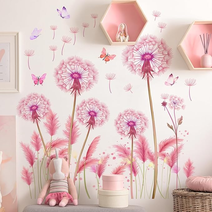 Elegant Flower & Butterfly Wall Stickers - Set of 6, 90cm x 35.43inch Decorative Vinyl Sheets