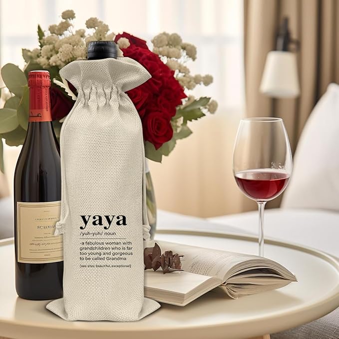 Grandma Gifts Wine Bag Yaya Gifts for Grandma Birthday Mother's Day Yaya Definition Wine Gift Bag