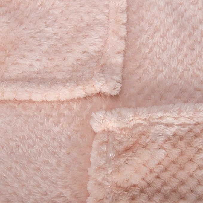 Fuzzy Blanket or Fluffy Blanket for Baby, Soft Warm Cozy Coral Fleece Toddler, Infant or Newborn Receiving Blanket for Crib, Stroller, Travel, Decorative (28Wx40L, XS-Peach)