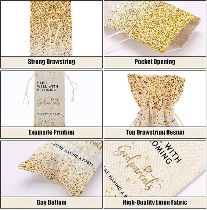 Pregnancy Announcement Wine Bag Grandparents Baby Announcement Baby Announcements Ideas for Women Men Godparents Bestie Sister Female Congratulations Wine Bags