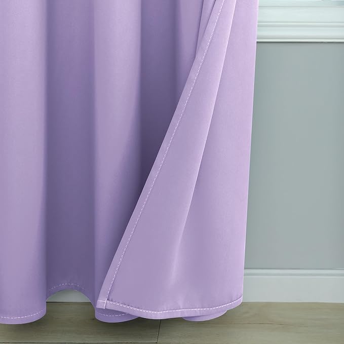Mrs.Naturall Light Purple Curtains for Girls Bedroom,Lavender Lilac Blackout Short Curtains for Kids Room 2 Panels,45 Inch Length