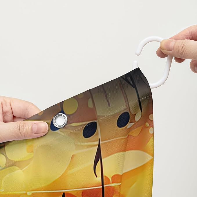 AILONEN Love Theme Shower Curtain for Bathroom, Romantic Rainbow Balloon Tie Dye Bath Curtain for Kids Girls Women,Abstract Music Black Shower Curtain Waterproof with 12 Plastic Hooks, 48" W*72" H