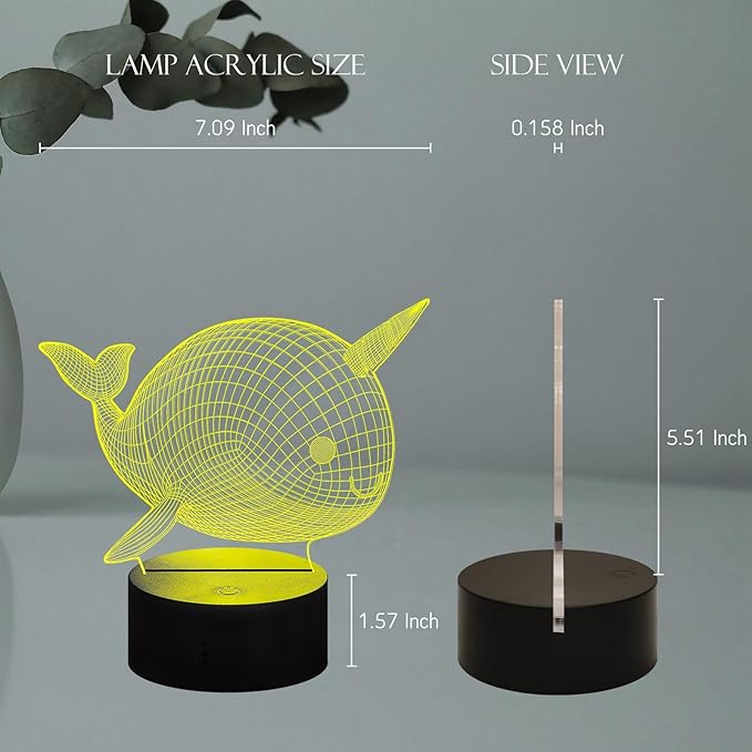 Whale LED Night Light 16 Color Change Touch Remote Control USB Charge Portable Lamp for Living Room Nursery Lamp Whale Animal lamp Decor