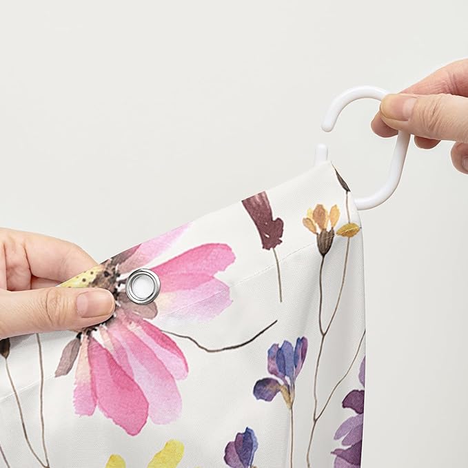 AILONEN Solemn Flowers Shower Curtain,Daisy Theme Bathroom Shower Curtain for Girls Kids Teens, 60" W*72" H Watercolor Patchwork Flowers Bathroom Decor for Bathroom