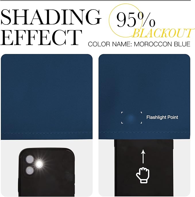 NICETOWN Room Darkening Curtains 63 inch Length 2 Panels, Thermal Insulated Grommet Blackout Curtains for Modern Casual Elegant Bedroom Kids Room Theme Decoration (Moroccan Blue, 2 Pieces, W42)