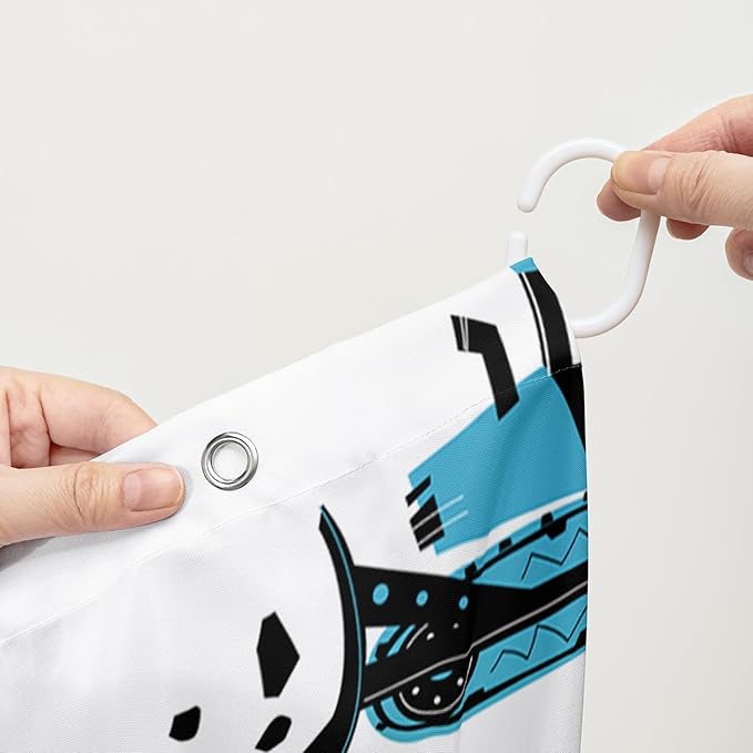 AILONEN Cartoon Kids Truck Shower Curtain,Waterproof Durable,Blue Forklift Truck Excavator Bath Curtain for Boys Girls,Construction Themed Bathroom Decor with 12 Plastic Hooks, 48" W x 72" H