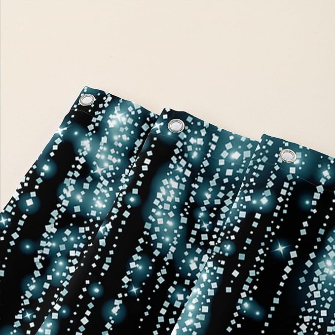 AILONEN Blue Rose Shower Curtain for Bathroom, Glitter Starry Flower Print Bath Curtain,Blue and Black Waterproof Floral Butterfly Shower Curtain Decoration with 12 Plastic Hooks, 60" W*72" H