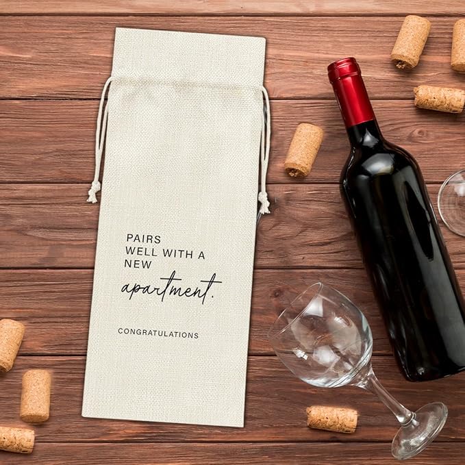 Housewarming Wine Bag, New Apartment Wine Gift Bag, House Warming Gifts for New Homeowner, Realtor Gift to Clients