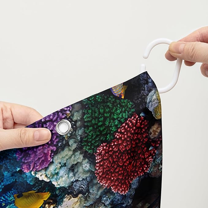 AILONEN Cartoon Jellyfish Shower Curtain,Underwater Animal Seahorses Style Bathroom Curtains Set for Kids,Girls,Ocean Theme Shower Curtains Set with Hooks for Bathroom,72" W*78" H