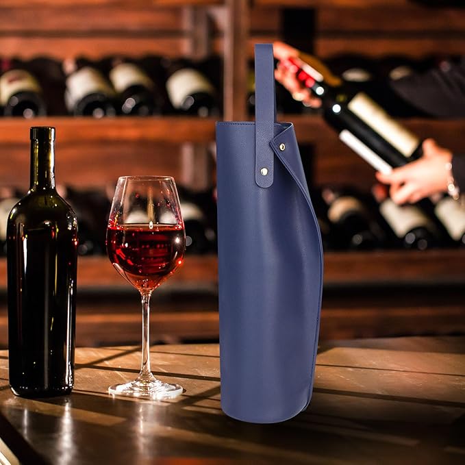 Wine Gift Bag, Reusable PVC Leather Wine Tote Carrier, Double Layered bag, Birthday Bridal Showers Holiday Gifts
