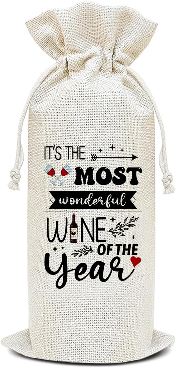 Wine Canvas Bag, Funny Wine Gift Bag, Birthday Gifts for Women Men Coworker Colleague Mom Wife Wine Lover Gifts, Wine Bags for Wine Bottles, Wine Gifts With Drawstring Holiday Party Decoration -WB27