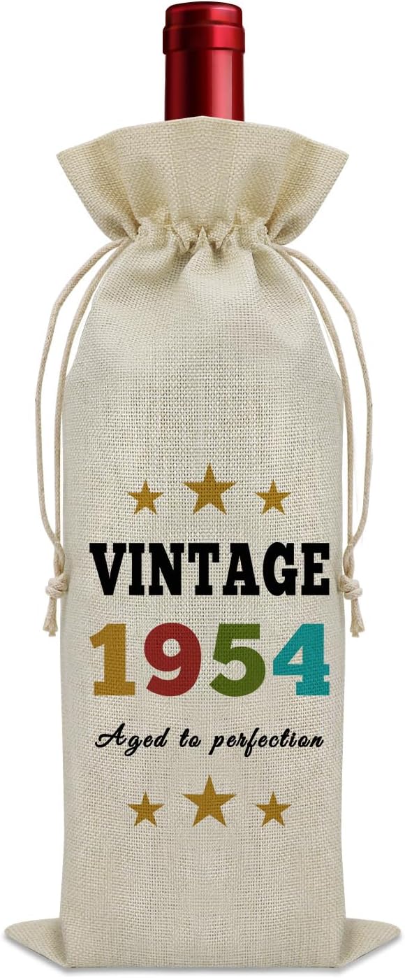 Sazuwu Vintage 1954 Gifts for Women Men Wine Bag Happy 70th Birthday Mom Gifts 70 Year Old Birthday Gifts for Dad Wine Accessories Gifts for Wine Lovers Turning 70 Gifts for Grandma Grandpa
