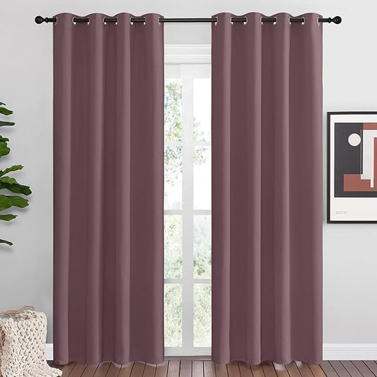 NICETOWN Dry Rose Blackout Curtains 86" Long for Office, Dining Room, 55" Wide, 2 Pieces, Guest Room, Sound Reducing Heat and Cold Block Curtain Panels for Modern Room Decorative