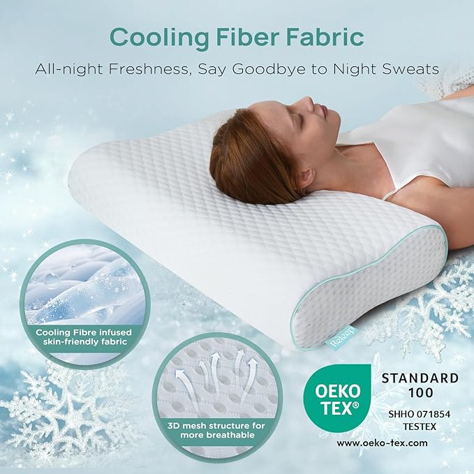 Cervical Neck Pillow, Side Sleeper Pillow for Neck Pain Relief, Adjustable Contour Pillow for Sleeping, Ergonomic Memory Foam Pillow, Orthopedic Cooling Pillow Back Stomach Sleeping, Queen Size